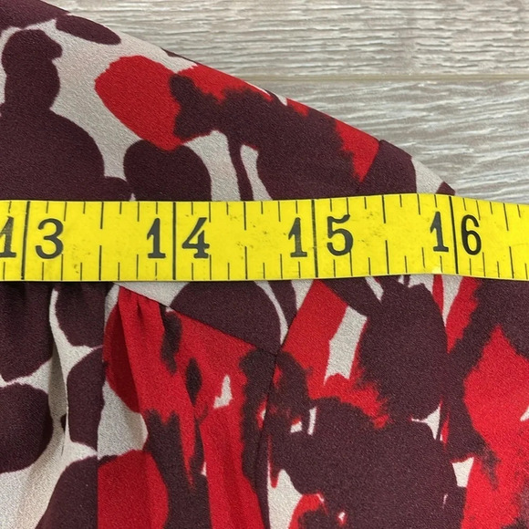NWOT J. Crew Dark Poppy Printed Tie Neck Long Sleeve Blouse S - Picture 8 of 16
